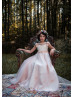 Lace Tulle Corset Back Long Flower Girl Dress Little Bridal Gown